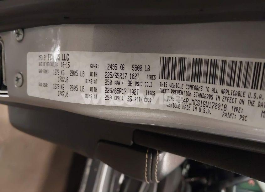 Photo 9 of 2016 Jeep Cherokee LATITUDE (VIN 1C4PJMCS1GW170018)