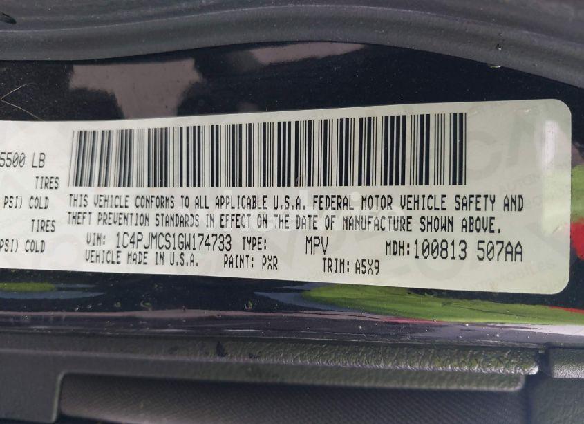 Photo 9 of 2016 Jeep Cherokee ALTITUDE (VIN 1C4PJMCS1GW174733)