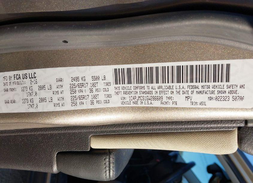 Photo 9 of 2016 Jeep Cherokee LATITUDE (VIN 1C4PJMCS1GW286609)