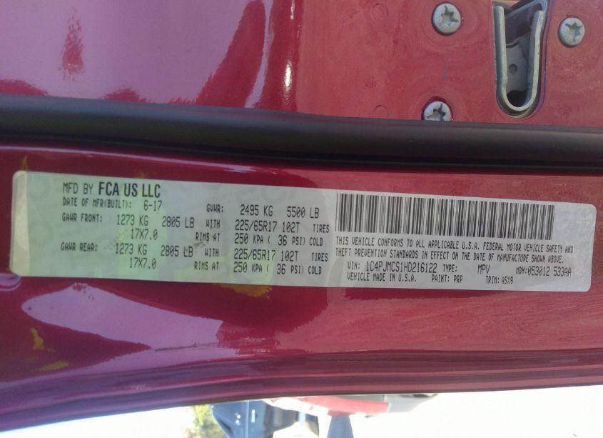 Photo 9 of 2017 Jeep Cherokee LATITUDE 4X4 (VIN 1C4PJMCS1HD216122)