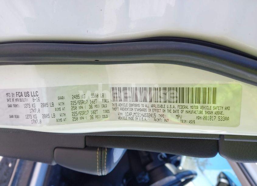 Photo 9 of 2017 Jeep Cherokee LATITUDE 4X4 (VIN 1C4PJMCS1HW532415)