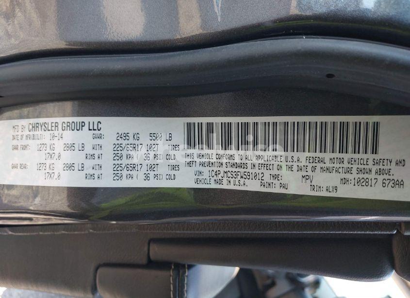 Photo 9 of 2015 Jeep Cherokee LATITUDE (VIN 1C4PJMCS3FW591012)