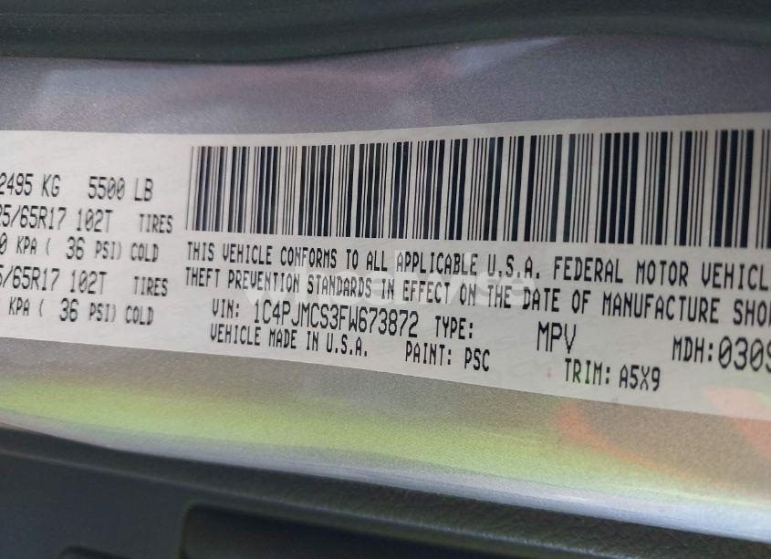 Photo 9 of 2015 Jeep Cherokee LATITUDE (VIN 1C4PJMCS3FW673872)