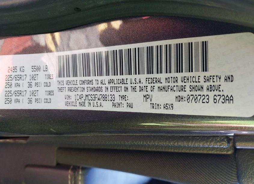 Photo 9 of 2015 Jeep Cherokee LATITUDE (VIN 1C4PJMCS3FW788133)