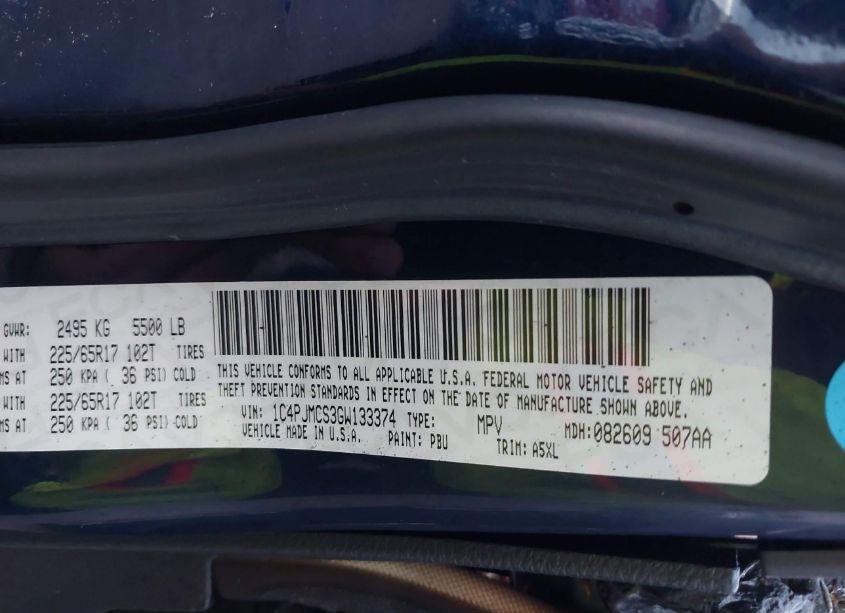 Photo 9 of 2016 Jeep Cherokee LATITUDE (VIN 1C4PJMCS3GW133374)