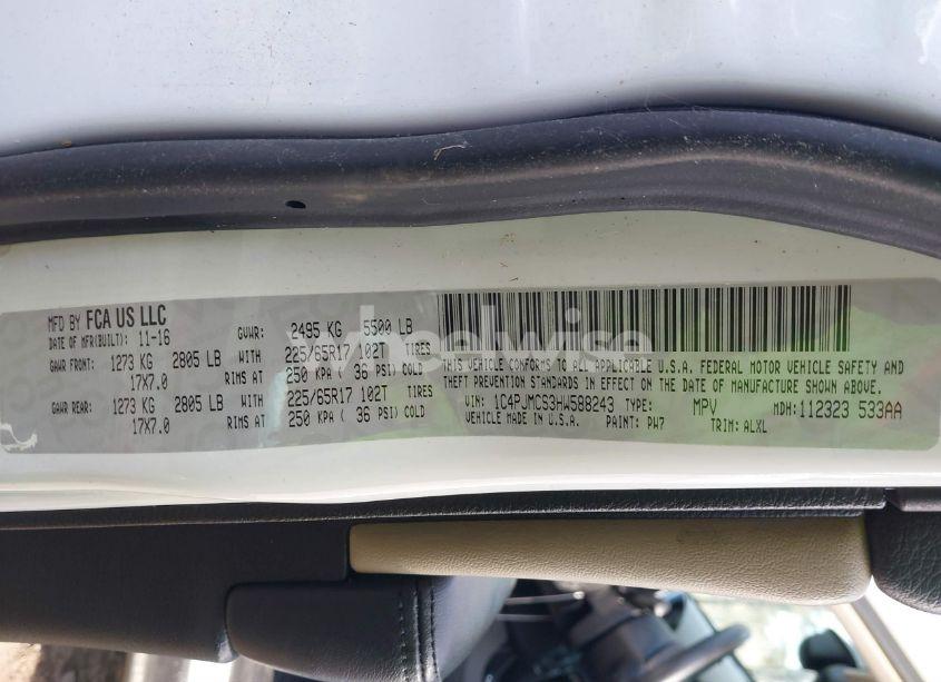 Photo 9 of 2017 Jeep Cherokee LATITUDE 4X4 (VIN 1C4PJMCS3HW588243)
