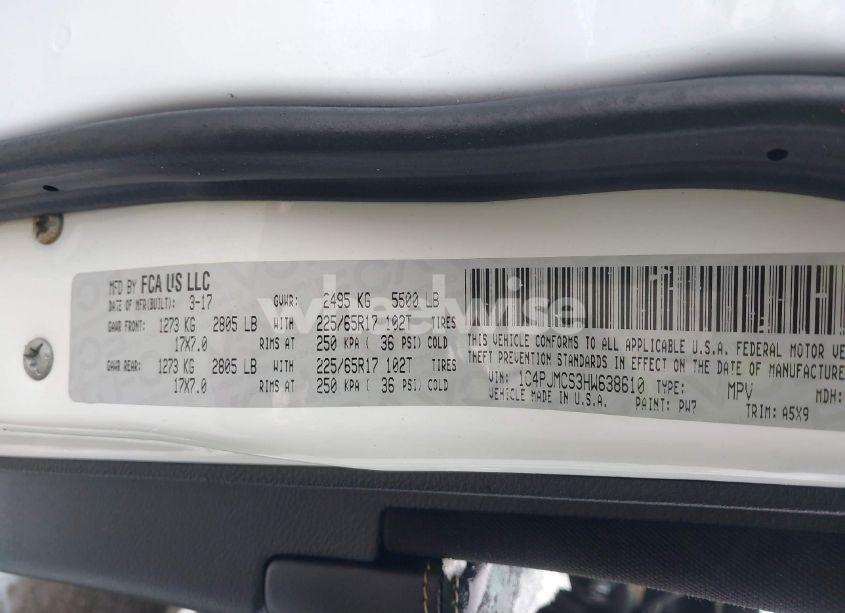 Photo 9 of 2017 Jeep Cherokee LATITUDE 4X4 (VIN 1C4PJMCS3HW638610)