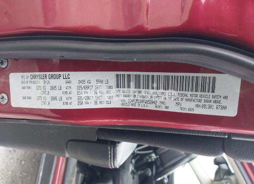 Photo 9 of 2015 Jeep Cherokee LATITUDE (VIN 1C4PJMCS4FW552042)