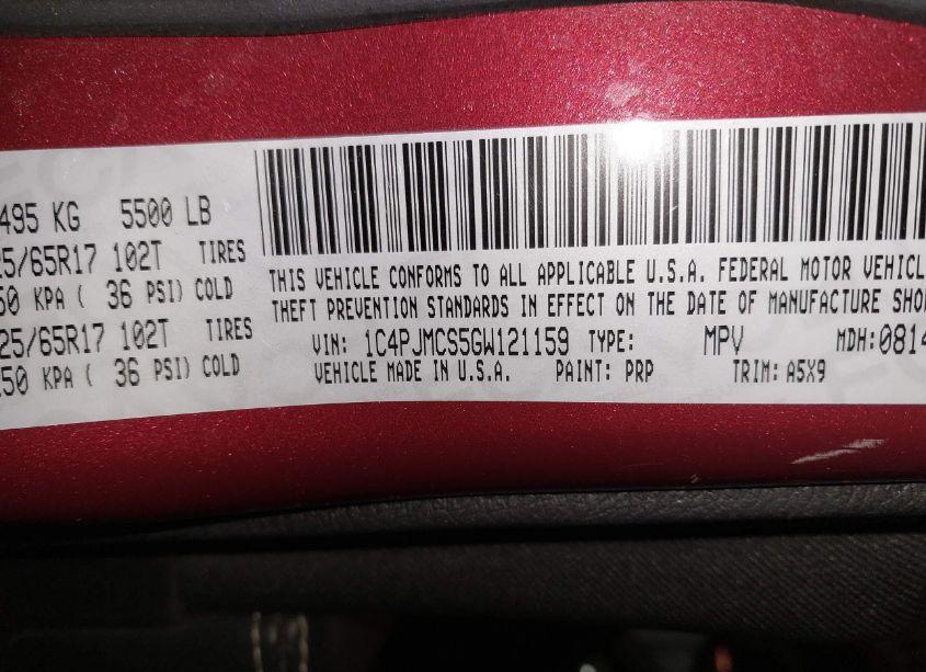 Photo 9 of 2016 Jeep Cherokee LATITUDE (VIN 1C4PJMCS5GW121159)