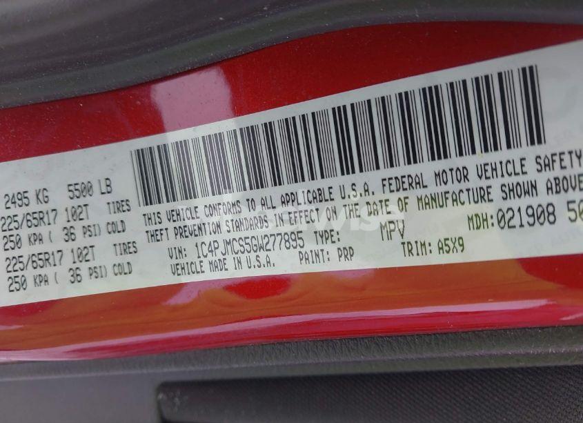 Photo 9 of 2016 Jeep Cherokee LATITUDE (VIN 1C4PJMCS5GW277895)