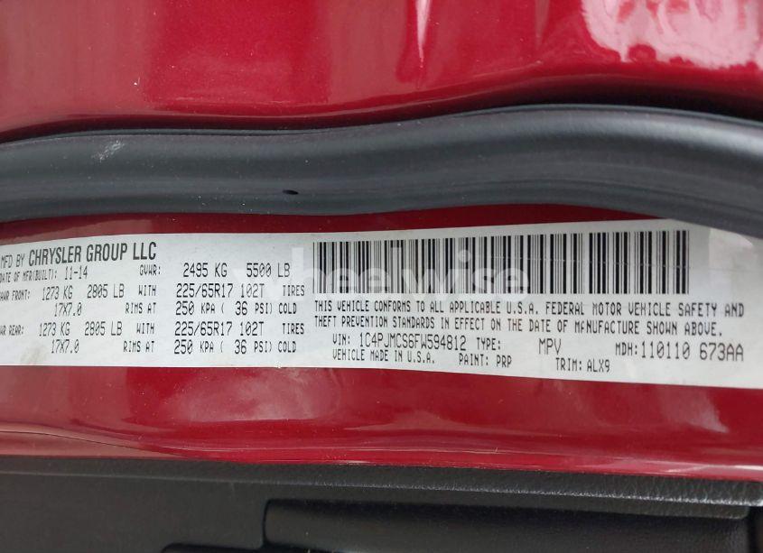 Photo 9 of 2015 Jeep Cherokee LATITUDE (VIN 1C4PJMCS6FW594812)