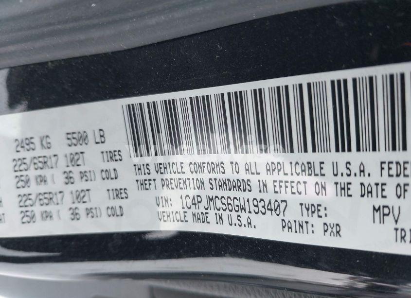 Photo 9 of 2016 Jeep Cherokee LATITUDE (VIN 1C4PJMCS6GW193407)