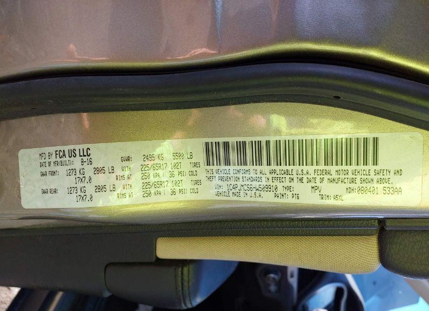 Photo 9 of 2017 Jeep Cherokee LATITUDE 4X4 (VIN 1C4PJMCS6HW509910)