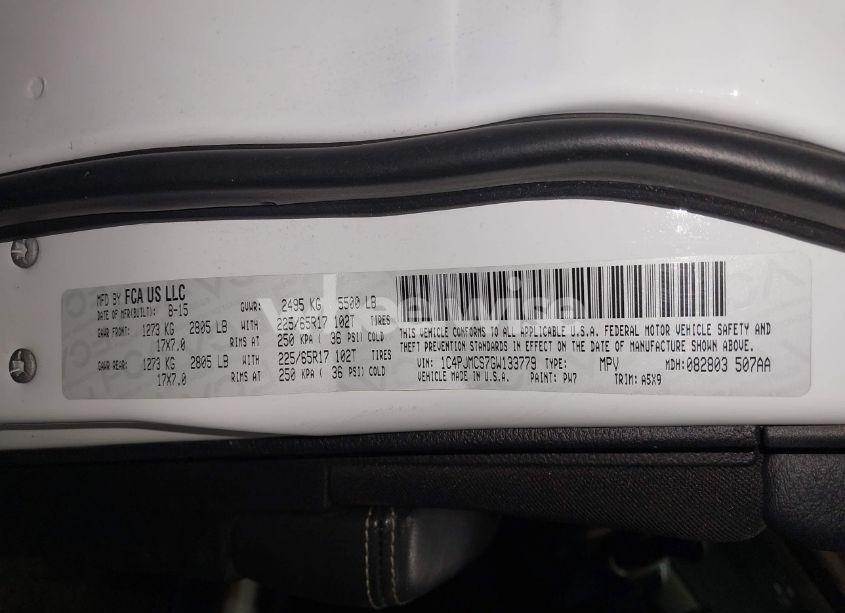 Photo 9 of 2016 Jeep Cherokee LATITUDE (VIN 1C4PJMCS7GW133779)