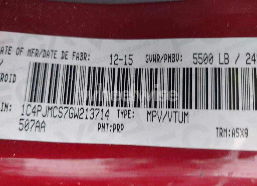 Photo 9 of 2016 Jeep Cherokee NORTH (VIN 1C4PJMCS7GW213714)