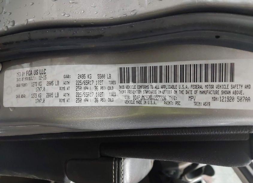 Photo 9 of 2016 Jeep Cherokee LATITUDE (VIN 1C4PJMCS7GW227726)