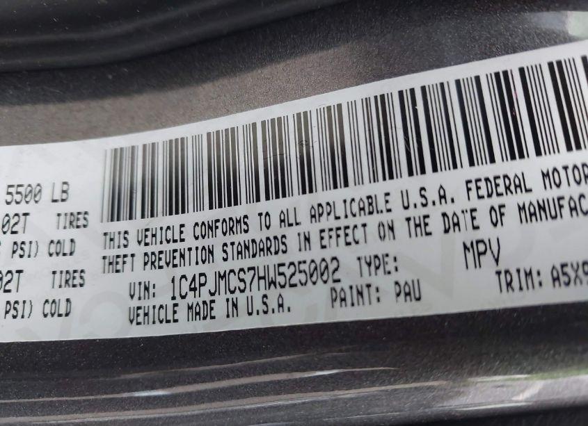 Photo 9 of 2017 Jeep Cherokee LATITUDE 4X4 (VIN 1C4PJMCS7HW525002)