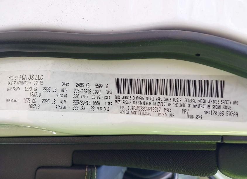 Photo 9 of 2016 Jeep Cherokee ALTITUDE (VIN 1C4PJMCS8GW218517)