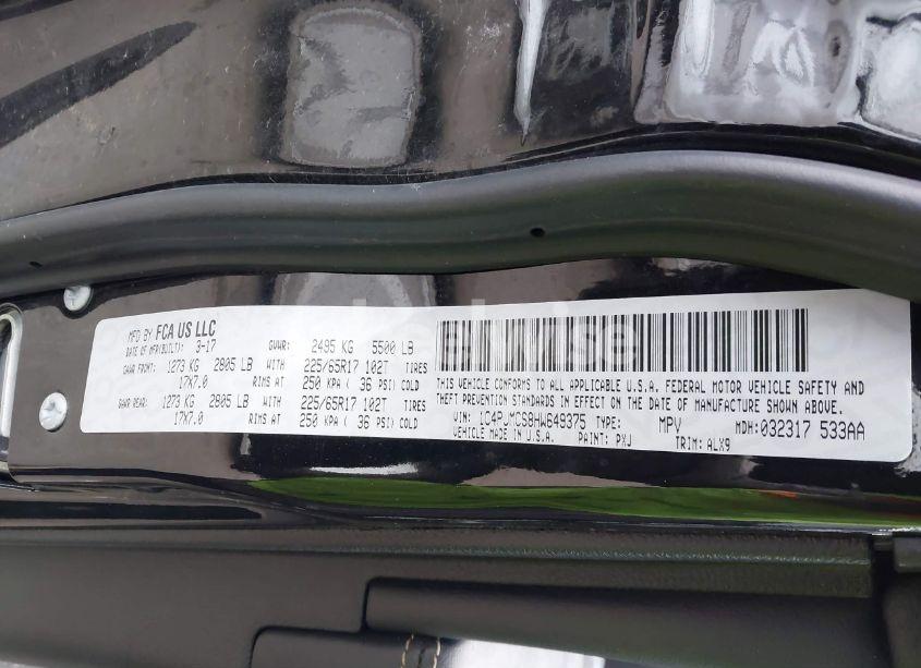 Photo 9 of 2017 Jeep Cherokee LATITUDE 4X4 (VIN 1C4PJMCS8HW649375)