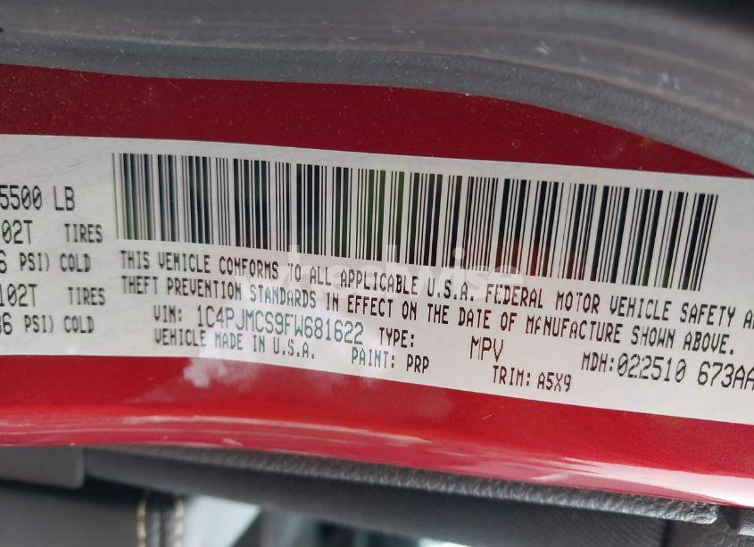 Photo 9 of 2015 Jeep Cherokee LATITUDE (VIN 1C4PJMCS9FW681622)