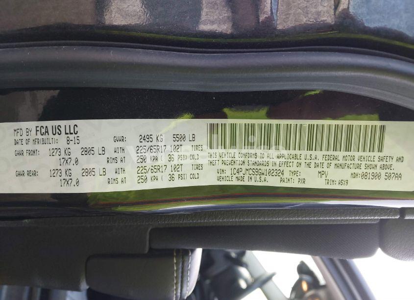 Photo 9 of 2016 Jeep Cherokee LATITUDE (VIN 1C4PJMCS9GW102324)