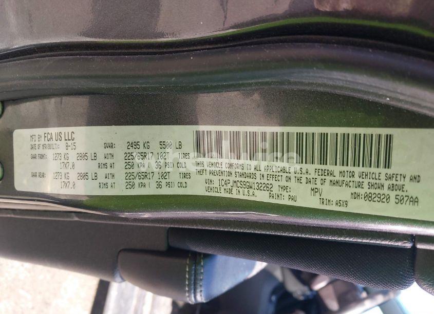 Photo 9 of 2016 Jeep Cherokee LATITUDE (VIN 1C4PJMCS9GW132262)