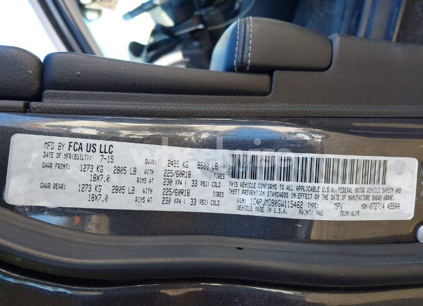 Photo 9 of 2016 Jeep Cherokee LIMITED (VIN 1C4PJMDB0GW115462)