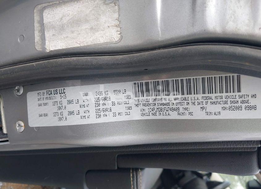 Photo 9 of 2015 Jeep Cherokee LIMITED (VIN 1C4PJMDB1FW749409)