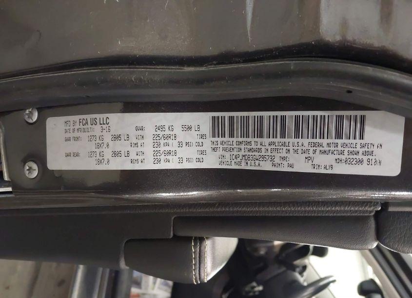 Photo 9 of 2016 Jeep Cherokee LIMITED (VIN 1C4PJMDB3GW295732)