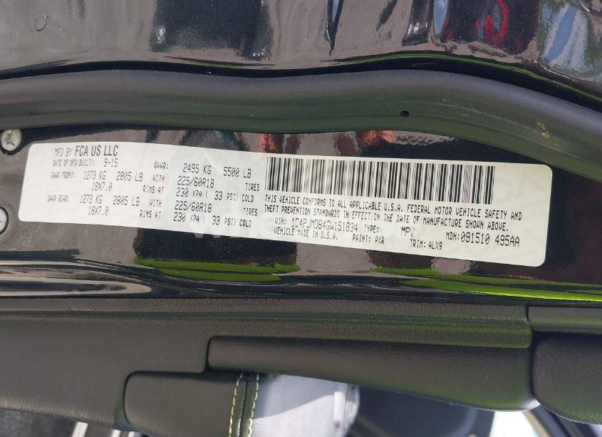 Photo 9 of 2016 Jeep Cherokee LIMITED (VIN 1C4PJMDB4GW151834)