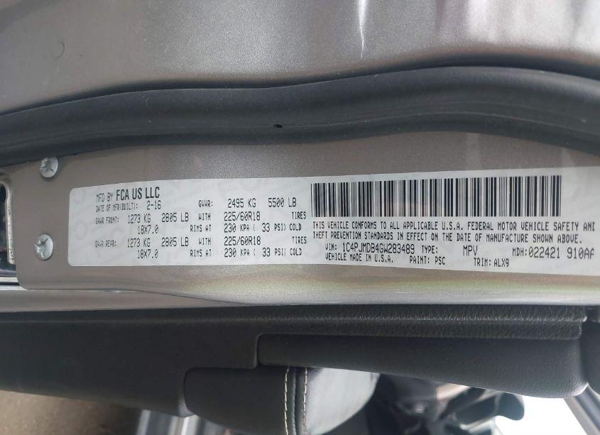 Photo 9 of 2016 Jeep Cherokee LIMITED (VIN 1C4PJMDB4GW283489)