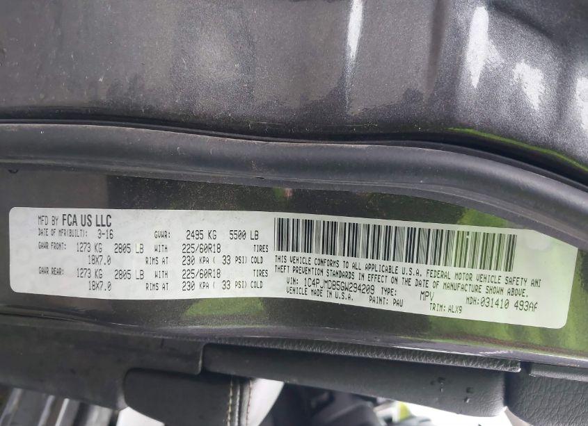 Photo 9 of 2016 Jeep Cherokee LIMITED (VIN 1C4PJMDB5GW294209)