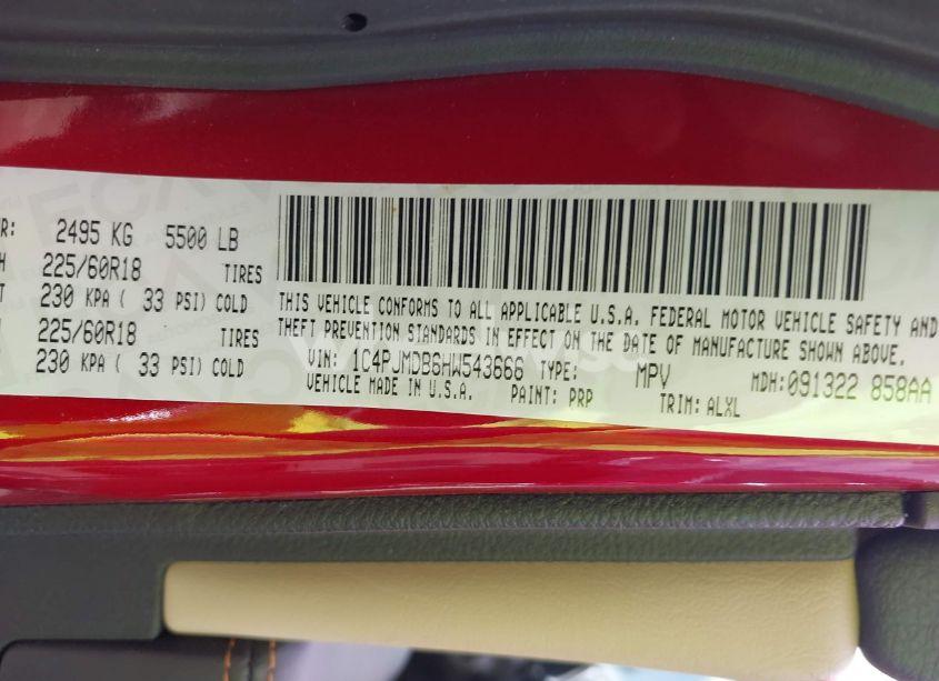 Photo 9 of 2017 Jeep Cherokee LIMITED 4X4 (VIN 1C4PJMDB6HW543666)