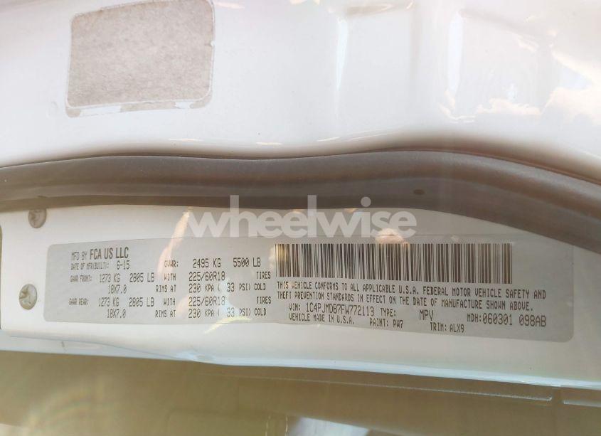 Photo 9 of 2015 Jeep Cherokee LIMITED (VIN 1C4PJMDB7FW772113)