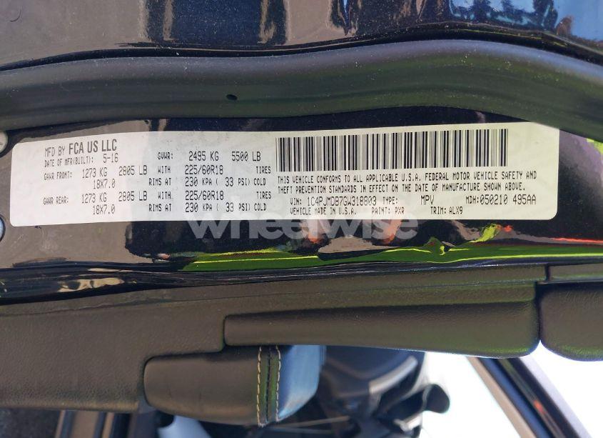 Photo 9 of 2016 Jeep Cherokee LIMITED (VIN 1C4PJMDB7GW318803)