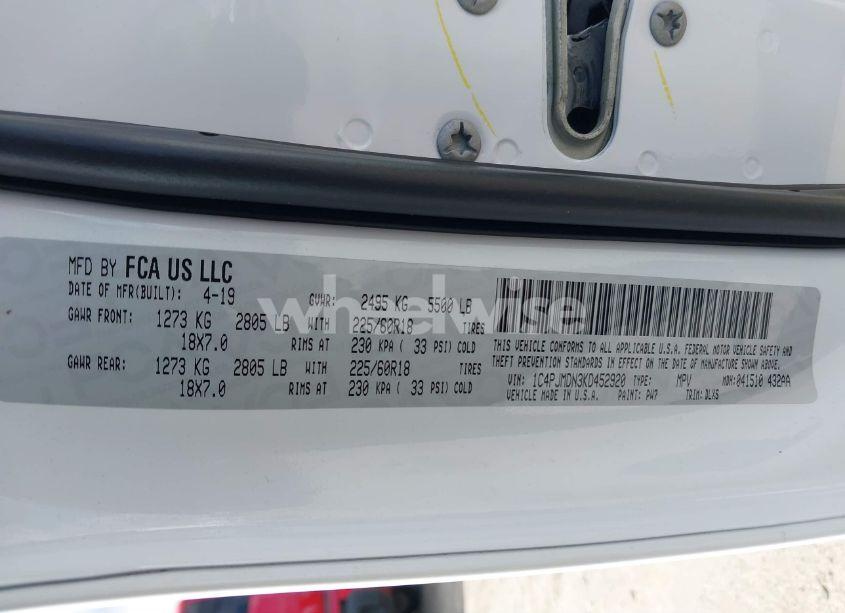 Photo 9 of 2019 Jeep Cherokee LIMITED 4X4 (VIN 1C4PJMDN3KD452920)