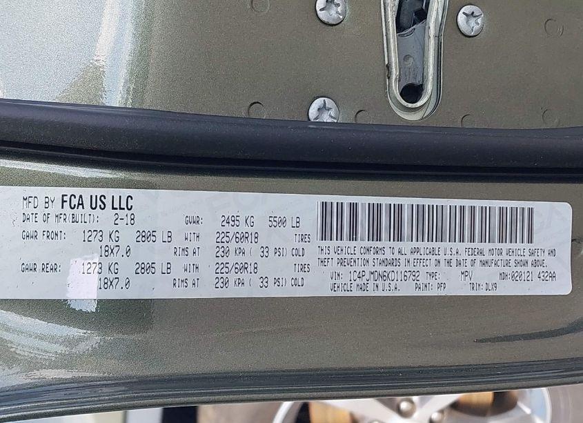 Photo 9 of 2019 Jeep Cherokee LIMITED 4X4 (VIN 1C4PJMDN6KD116792)