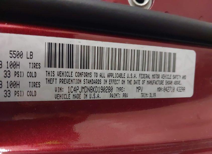 Photo 9 of 2019 Jeep Cherokee LIMITED 4X4 (VIN 1C4PJMDN8KD190280)