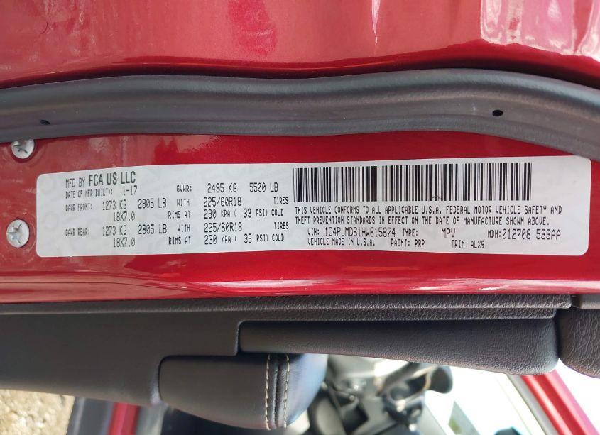 Photo 9 of 2017 Jeep Cherokee LIMITED 4X4 (VIN 1C4PJMDS1HW615874)