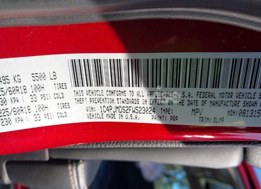 Photo 9 of 2015 Jeep Cherokee LIMITED (VIN 1C4PJMDS2FW523024)