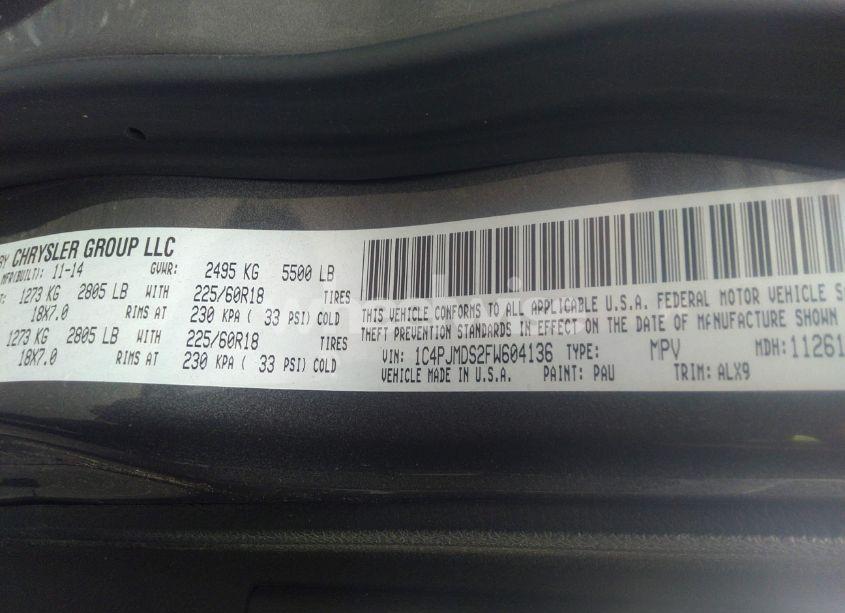 Photo 9 of 2015 Jeep Cherokee LIMITED (VIN 1C4PJMDS2FW604136)