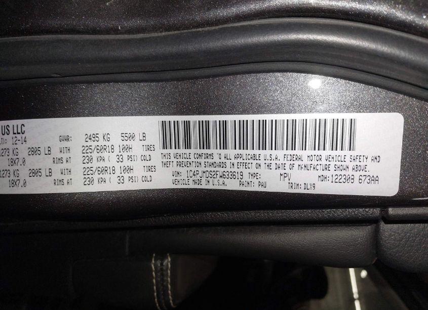 Photo 9 of 2015 Jeep Cherokee LIMITED (VIN 1C4PJMDS2FW633619)