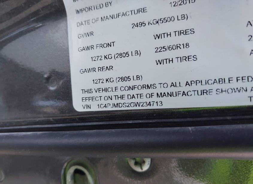 Photo 9 of 2016 Jeep Cherokee LIMITED (VIN 1C4PJMDS2GW234713)