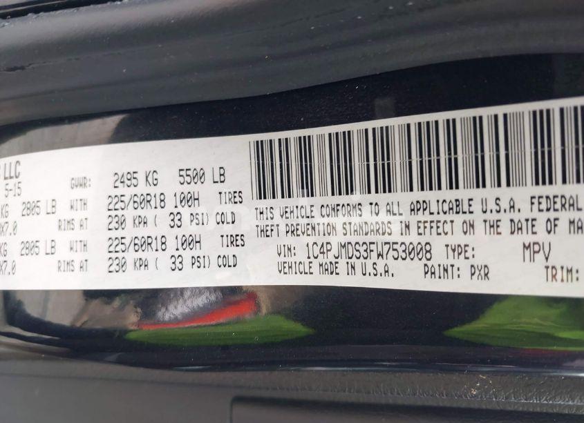 Photo 9 of 2015 Jeep Cherokee LIMITED (VIN 1C4PJMDS3FW753008)