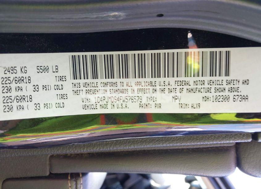 Photo 9 of 2015 Jeep Cherokee LIMITED (VIN 1C4PJMDS4FW576579)