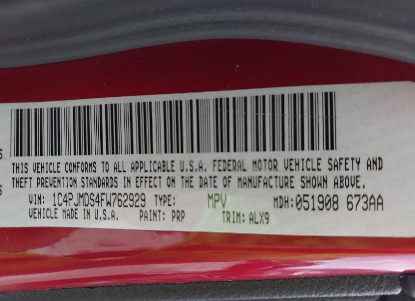 Photo 9 of 2015 Jeep Cherokee LIMITED (VIN 1C4PJMDS4FW762929)