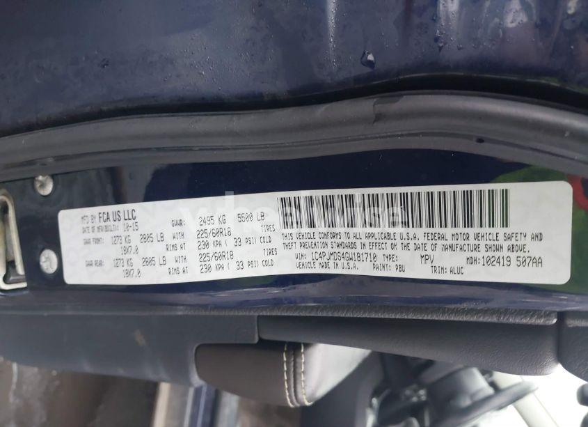 Photo 9 of 2016 Jeep Cherokee LIMITED (VIN 1C4PJMDS4GW181710)