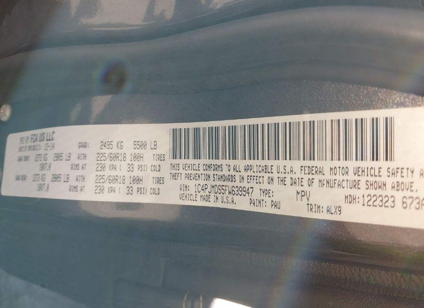 Photo 9 of 2015 Jeep Cherokee LIMITED (VIN 1C4PJMDS5FW639947)