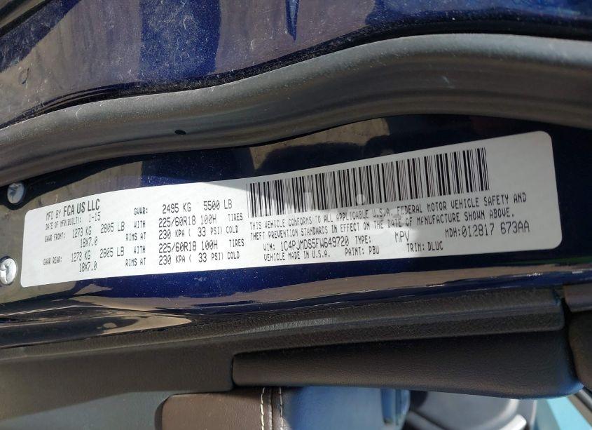 Photo 9 of 2015 Jeep Cherokee LIMITED (VIN 1C4PJMDS5FW649720)