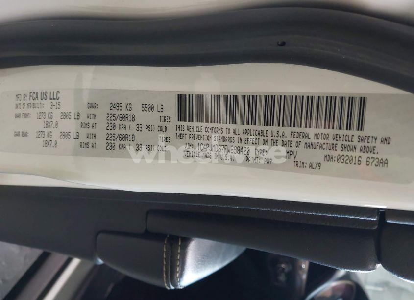 Photo 9 of 2015 Jeep Cherokee LIMITED (VIN 1C4PJMDS7FW698420)